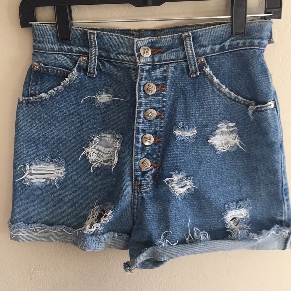 Distressed high waisted shorts; unknown brand